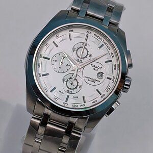 NewTissot Tachymeter Chronograph Men's White Dial Swiss Quartz 44mm Wristwatch